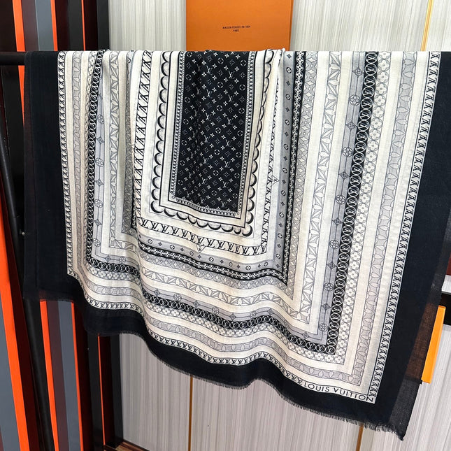 SCARF 200 CM IN BLACK MIX WHITE CASHMERE 394889