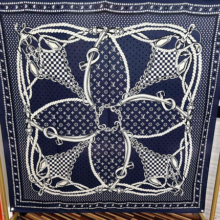 SAILOR BANDANA SQUARE IN MARINE BLUE SILK SCARF 140 CM