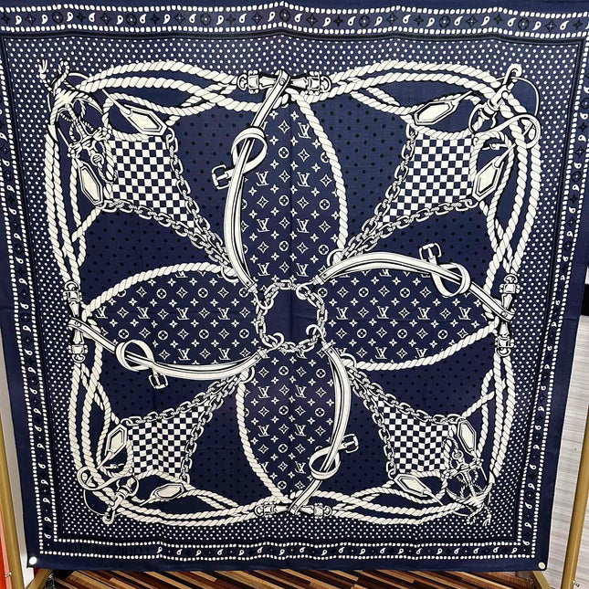 SAILOR BANDANA SQUARE IN MARINE BLUE SILK SCARF 140 CM