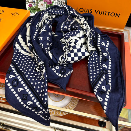 SAILOR BANDANA SQUARE IN MARINE BLUE SILK SCARF 140 CM