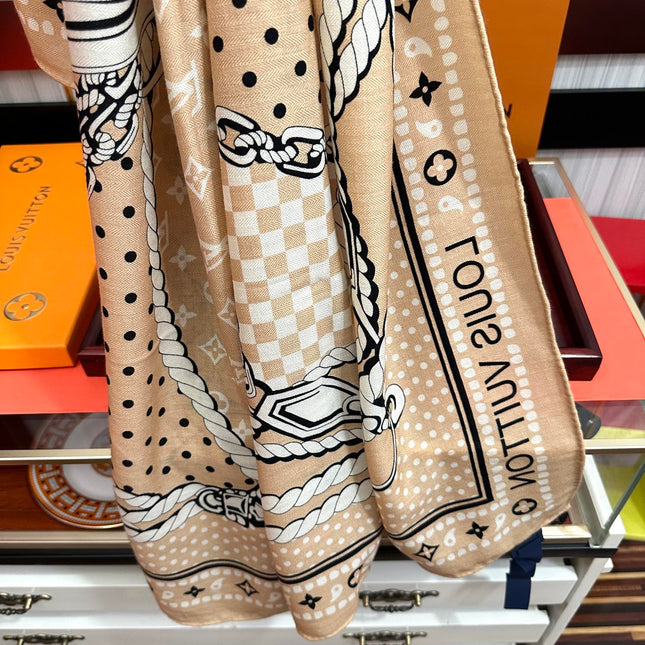 SAILOR BANDANA SQUARE IN BISQUE BEIGE SILK SCARF 140 CM
