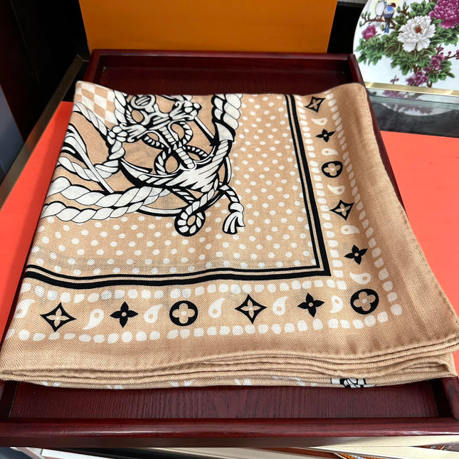 SAILOR BANDANA SQUARE IN BISQUE BEIGE SILK SCARF 140 CM