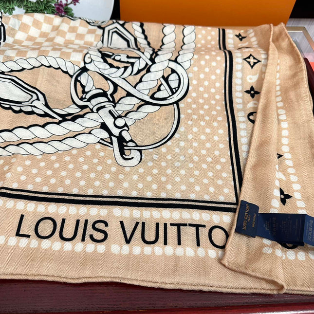 SAILOR BANDANA SQUARE IN BISQUE BEIGE SILK SCARF 140 CM
