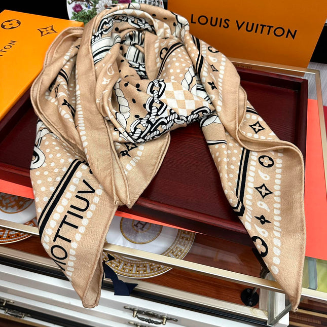 SAILOR BANDANA SQUARE IN BISQUE BEIGE SILK SCARF 140 CM