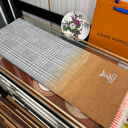 SCARF 200 CM IN BROWN MIX GREY CASHMERE 400011