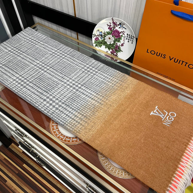 SCARF 200 CM IN BROWN MIX GREY CASHMERE 400011