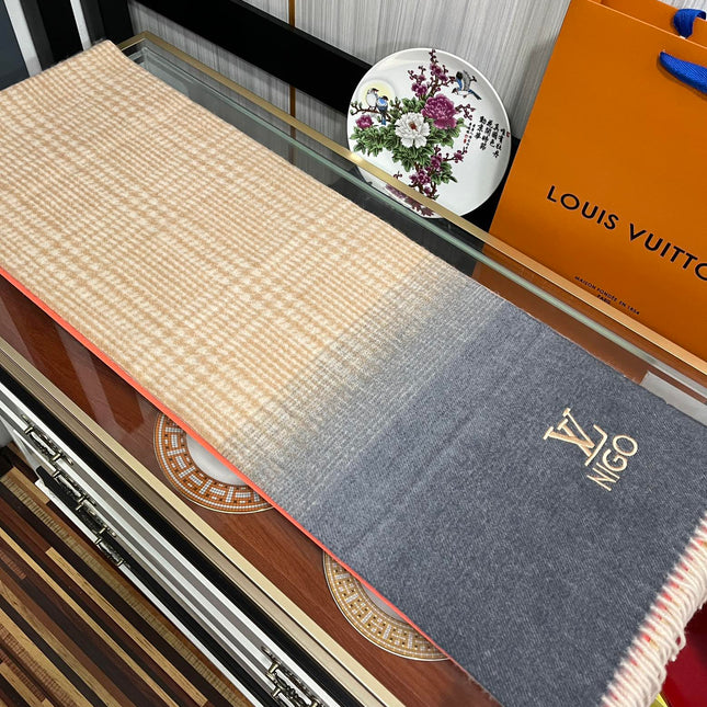 SCARF 200 CM IN BROWN MIX GREY CASHMERE 400012