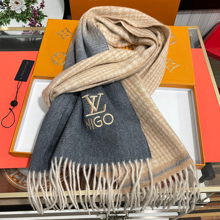 SCARF 200 CM IN BROWN MIX GREY CASHMERE 400012