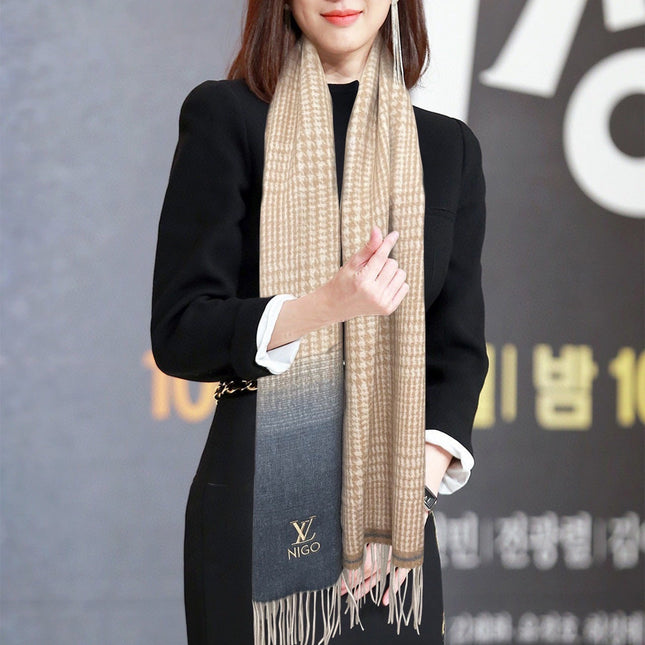 SCARF 200 CM IN BROWN MIX GREY CASHMERE 400012