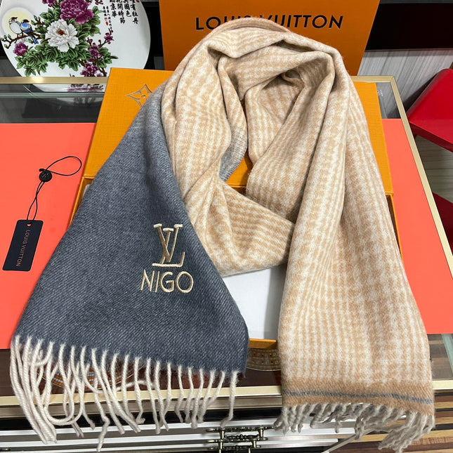 SCARF 200 CM IN BROWN MIX GREY CASHMERE 400012