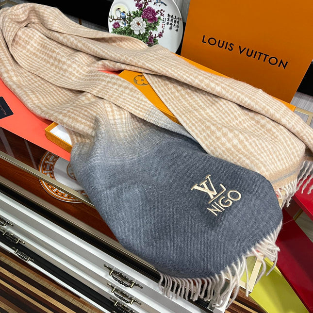 SCARF 200 CM IN BROWN MIX GREY CASHMERE 400012
