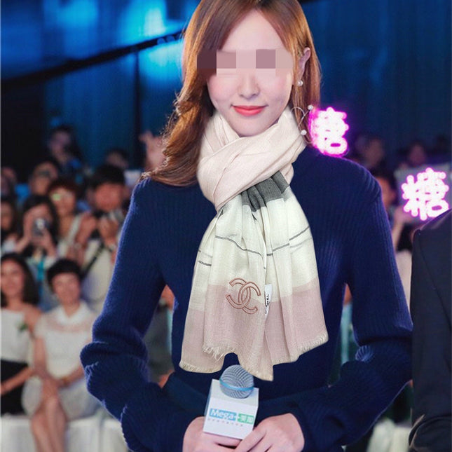 SCARF 200 CM IN PASTEL PINK SILK AND CASHMERE 400025