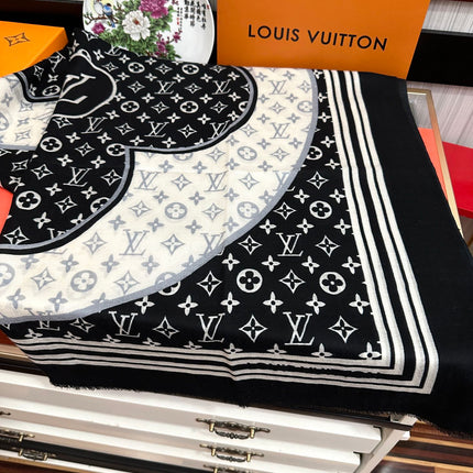 SCARF 200 CM IN BLACK MIX WHITE CASHMERE 400030