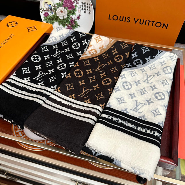 SCARF 200 CM IN BLACK MIX WHITE CASHMERE 400030