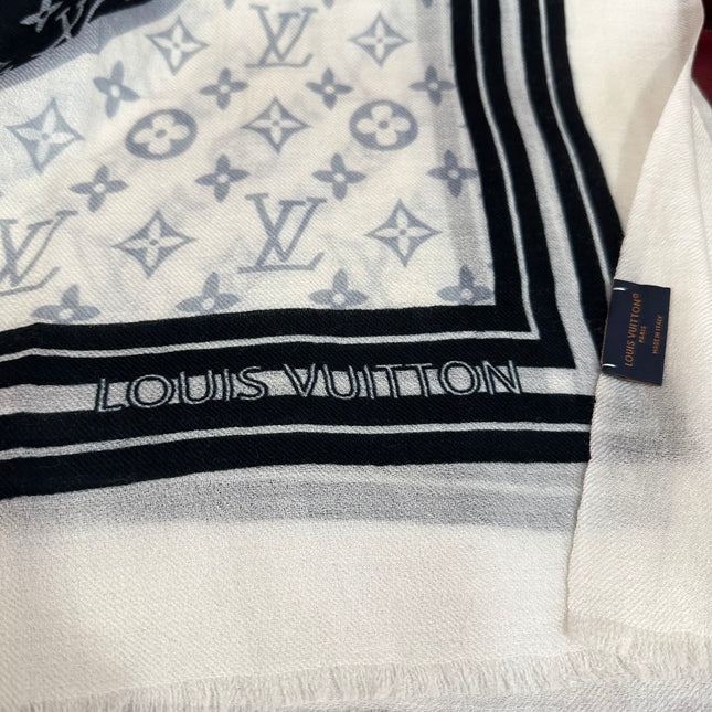 SCARF 200 CM IN BLACK MIX WHITE CASHMERE 400032