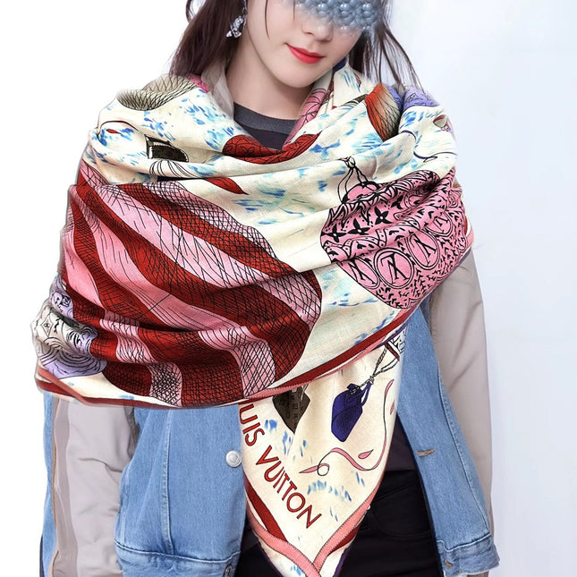 UP AND AWAY 140 CM SQUARE SILK SCARF COLORFUL 400072