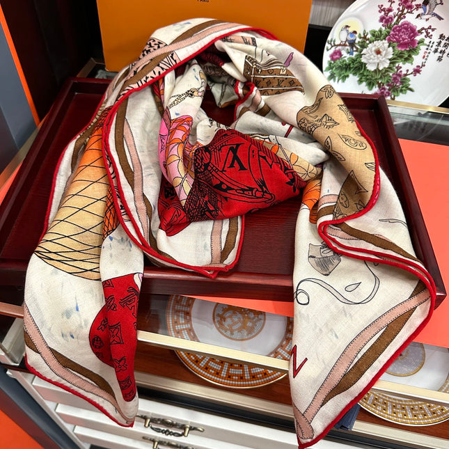 UP AND AWAY 140 CM SQUARE SILK SCARF COLORFUL 400072