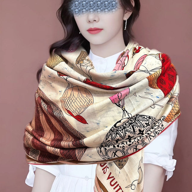 UP AND AWAY 140 CM SQUARE SILK SCARF COLORFUL 400073