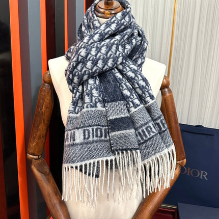OBLIQUE 190 CM SCARF IN BLACK MIX WHITE TECHNICAL CASHMERE 415486