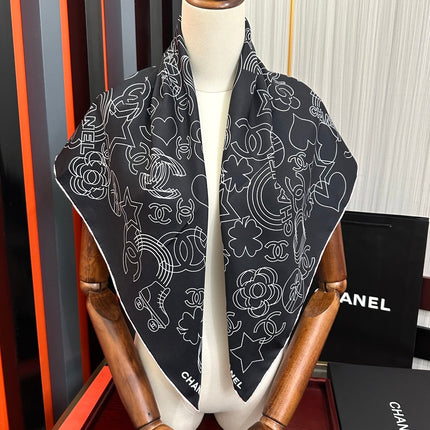 CHANEL 25S SCARF 90 IN SILK 738436