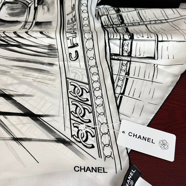 CHANEL 25S SCARF 90 IN SILK 001