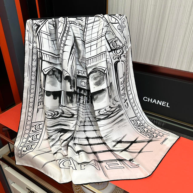 CHANEL 25S SCARF 90 IN SILK 001
