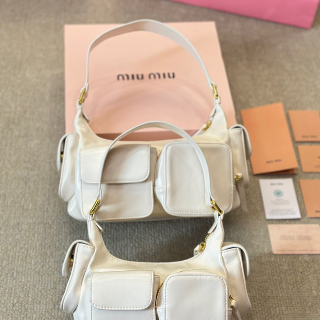 PUCKET BAG 27 IN WHITE CALFSKIN