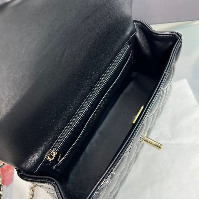CC 20 SQUARE CLASSIC SINGLE FLAP BAG IN BLACK LAMBSKIN