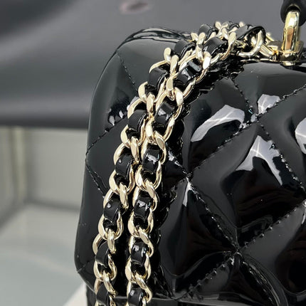 CC 20 SQUARE CLASSIC SINGLE FLAP BAG IN BLACK LAMBSKIN