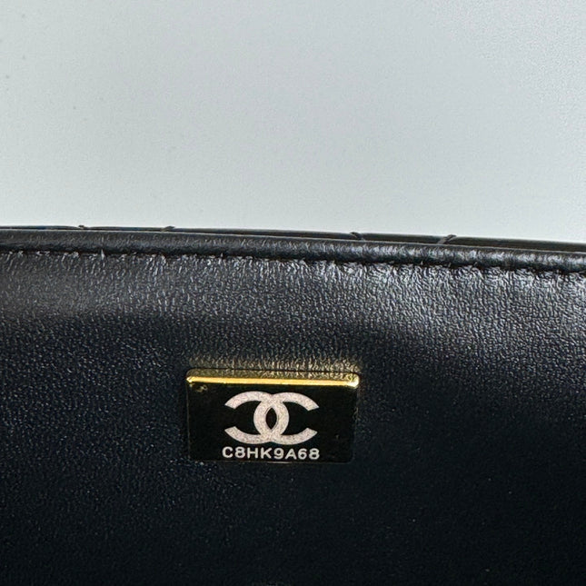 MINI FLAP BAG 20 IN BLACK GLOSSY CALFSKIN GOLD HARDWARE