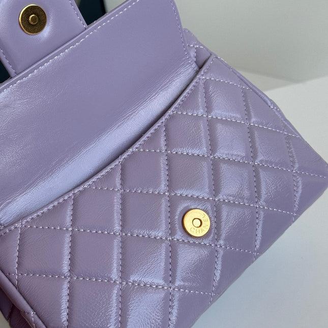 CHANEL 25S HOBO BAG 19 CM IN PURPLE LAMBSKIN WITH GOLD HARDWARE