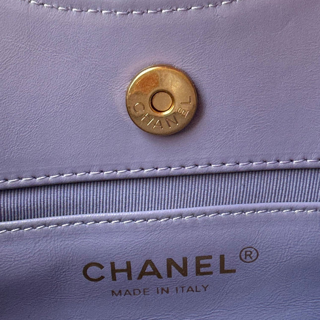 CHANEL 25S HOBO BAG 19 CM IN PURPLE LAMBSKIN WITH GOLD HARDWARE