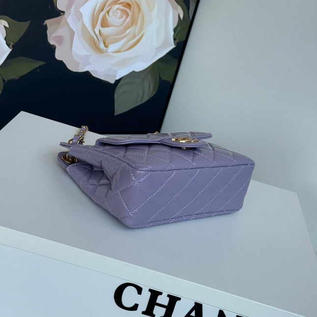 CHANEL 25S HOBO BAG 19 CM IN PURPLE LAMBSKIN WITH GOLD HARDWARE