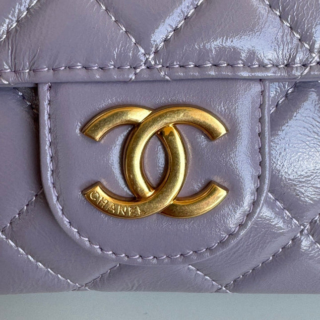 CHANEL 25S HOBO BAG 19 CM IN PURPLE LAMBSKIN WITH GOLD HARDWARE