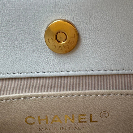 CHANEL 25S HOBO BAG 19 CM IN WHITE LAMBSKIN WITH GOLD HARDWARE