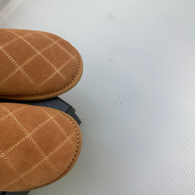 CC Brown Suede Gold Chain Mules
