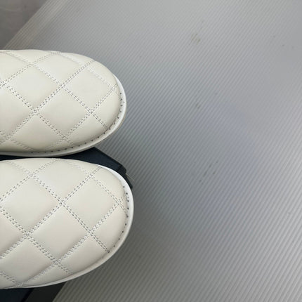 CC White Lambskin Gold Chain Mules
