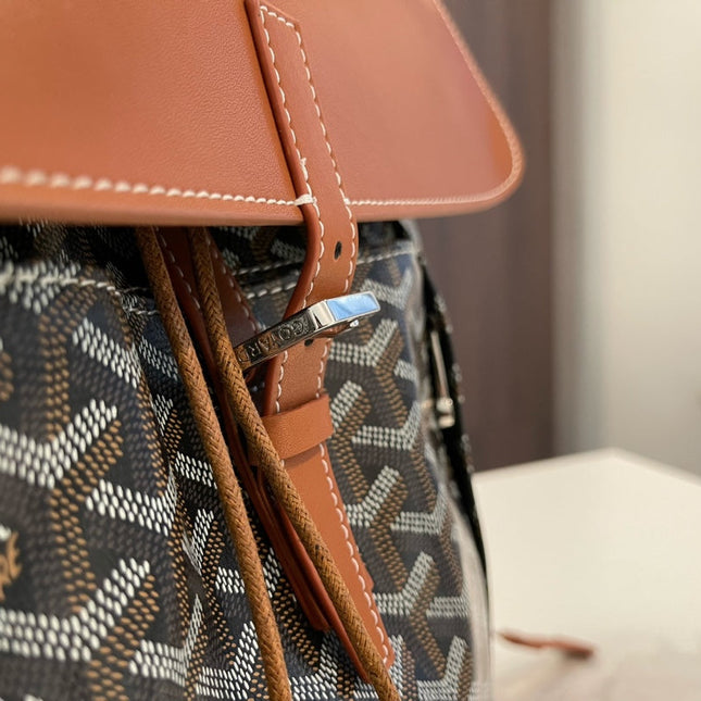 ALPIN BACKPACK 37 IN BROWN LAMBSKIN AND GOYARDINE CANVAS
