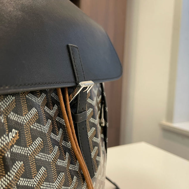 ALPIN BACKPACK 37 IN BLACK LAMBSKIN AND GOYARDINE CANVAS