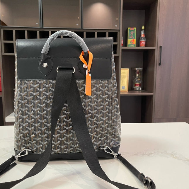 ALPIN BACKPACK 37 IN BLACK LAMBSKIN AND GOYARDINE CANVAS