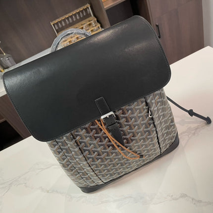 ALPIN BACKPACK 37 IN BLACK LAMBSKIN AND GOYARDINE CANVAS