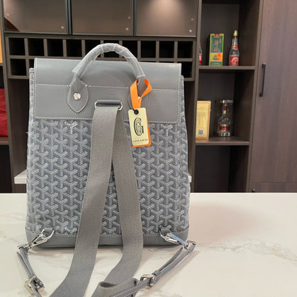 ALPIN BACKPACK 37 IN GREY LAMBSKIN AND GOYARDINE CANVAS