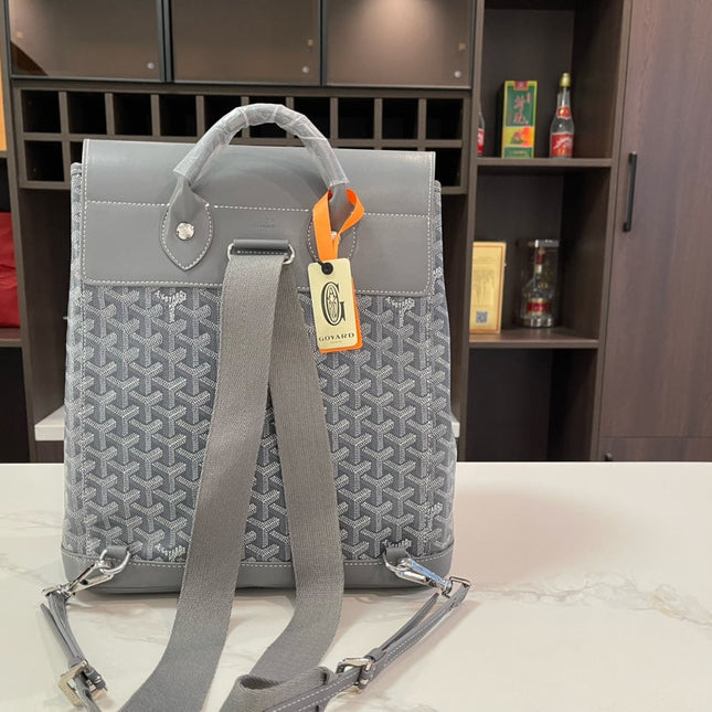 ALPIN BACKPACK 37 IN GREY LAMBSKIN AND GOYARDINE CANVAS