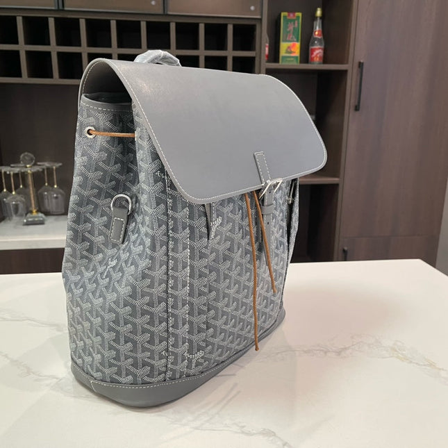 ALPIN BACKPACK 37 IN GREY LAMBSKIN AND GOYARDINE CANVAS