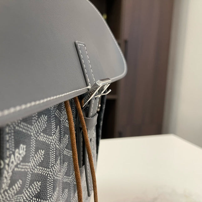 ALPIN BACKPACK 37 IN GREY LAMBSKIN AND GOYARDINE CANVAS