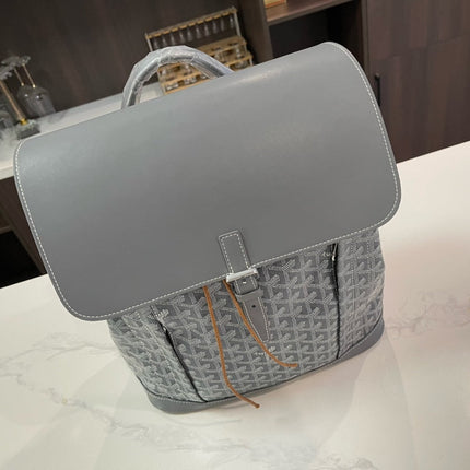 ALPIN BACKPACK 37 IN GREY LAMBSKIN AND GOYARDINE CANVAS