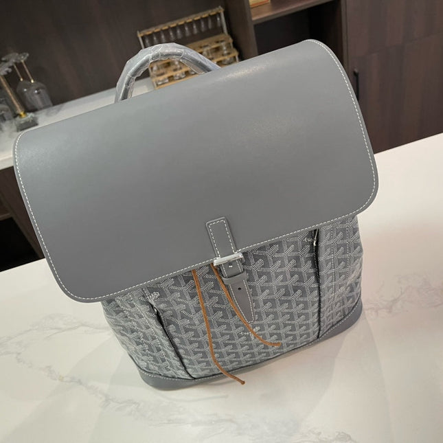 ALPIN BACKPACK 37 IN GREY LAMBSKIN AND GOYARDINE CANVAS