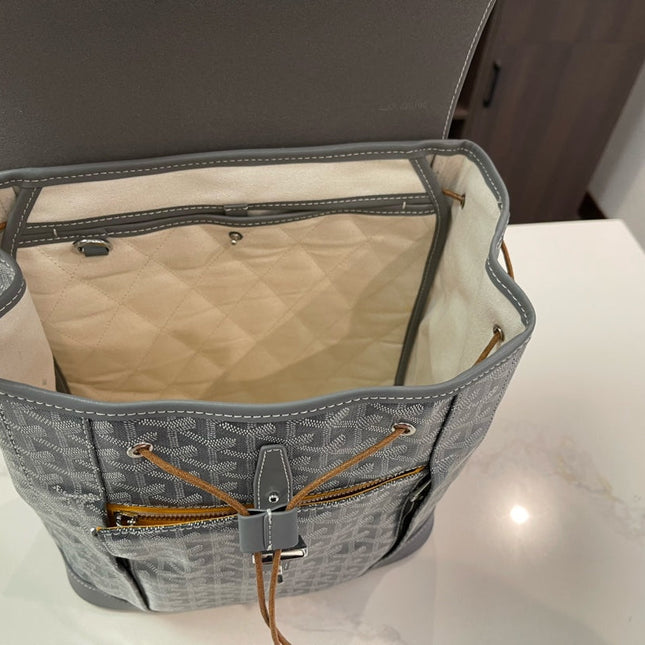 ALPIN BACKPACK 37 IN GREY LAMBSKIN AND GOYARDINE CANVAS