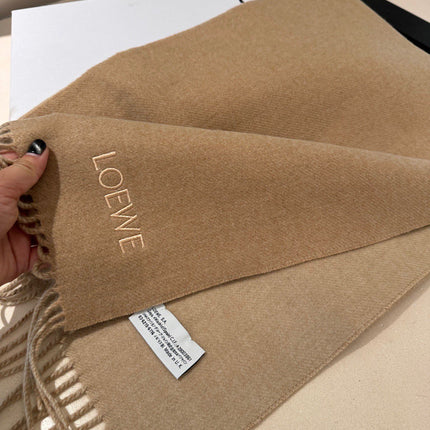 ANAGRAM DOUBLE-SIDED SCARF 182 CM IN CAMEL BEIGE WOOL AND CASHMERE 357779