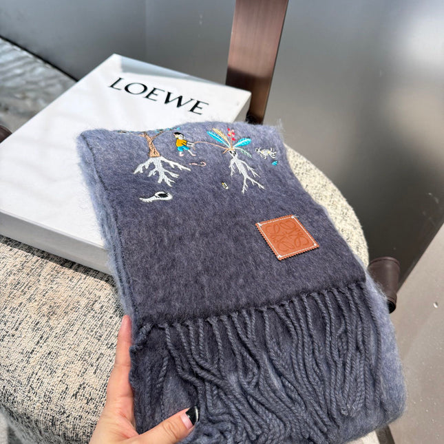 SCARF 185 CM IN SHARK GRAY MOHAIR AND WOOL 381038